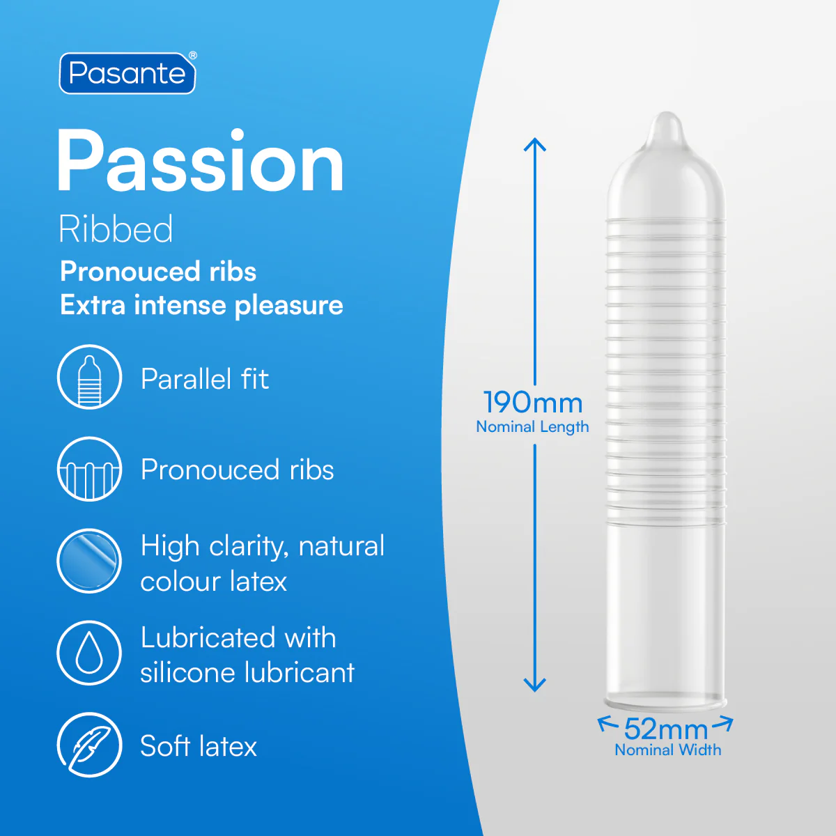 Pasante Passion Ribbed Condoms 144 Box - Image 3